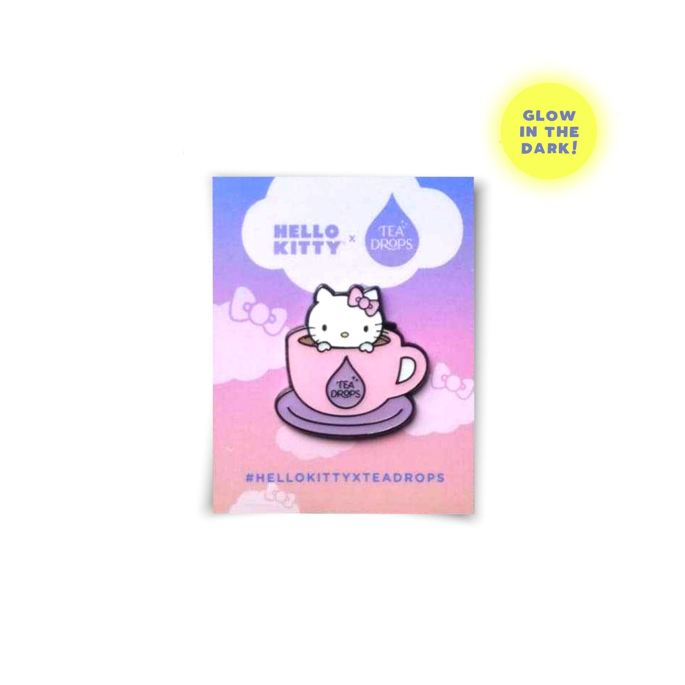 Tea Drops x Hello Kitty: Limited Edition Enamel Pins - Pin 2 - 'Glow in the Dark' Hello Kitty in Mug